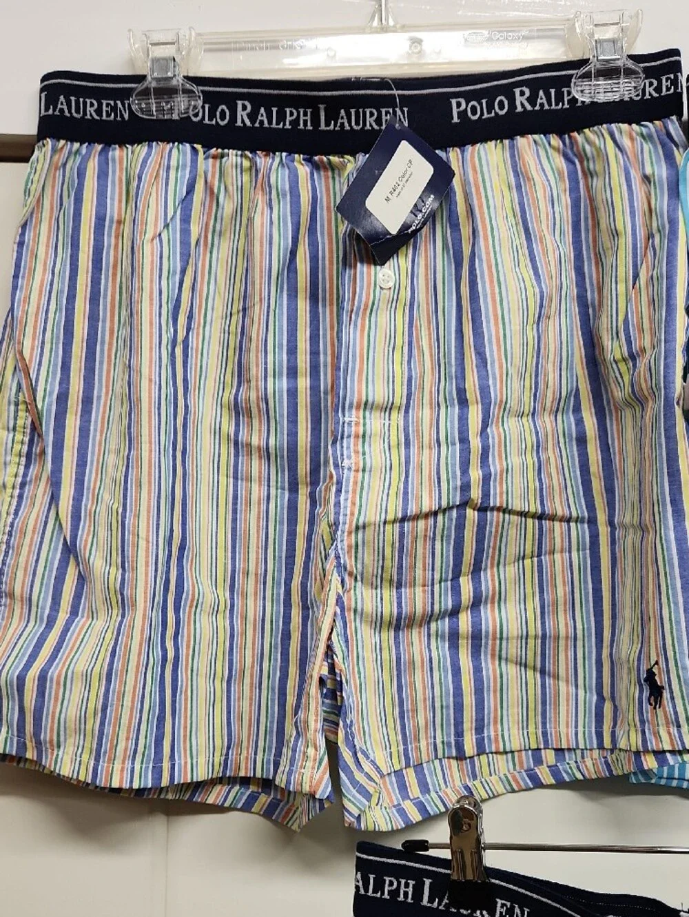 Polo by Ralph Lauren Blue and Multicolor Striped Cotton Boxer Set